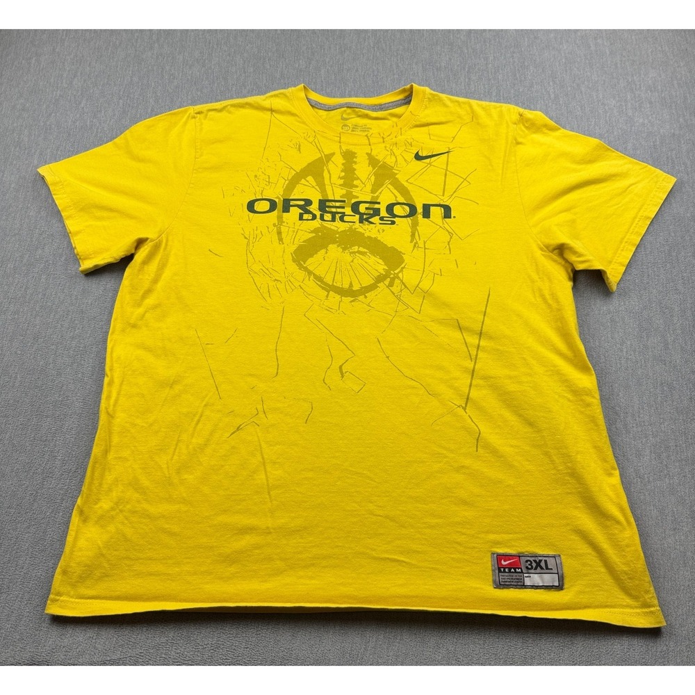 Nike Shirt Mens 3XL Yellow Oregon Ducks Graphic Standard Fit Cotton NCAA Sports